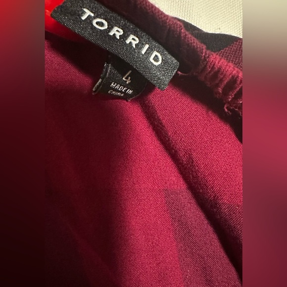 Torrid Burgundy Blaek Gingham Plaid Challis High Low Maxi Dress Sz 4 - Picture 12 of 16